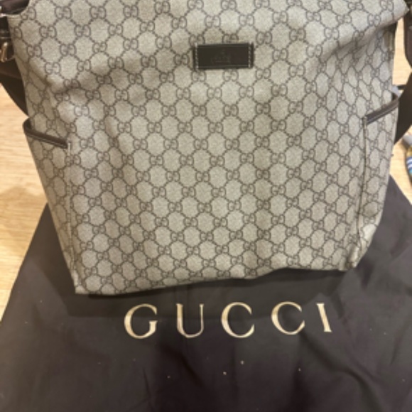 Gucci GG Supreme Zip Top Diaper Bag/Baby Changing Bag